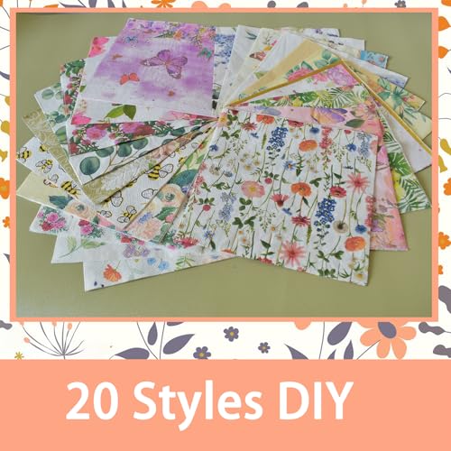 20 Pack Floral Cocktail Napkins - Decorative Paper for Parties