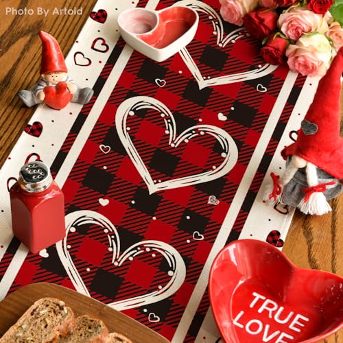 Artoid Mode Love Hearts Valentine's Table Runner 13x72 Inch Home Decor