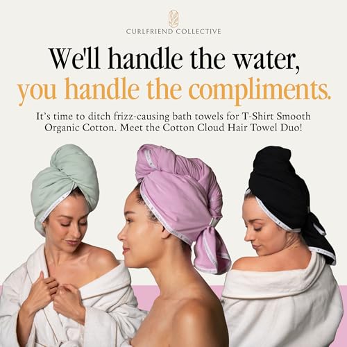 Cotton Hair Towel Duo: XL and Mini T-Shirt Towels for Curly Hair