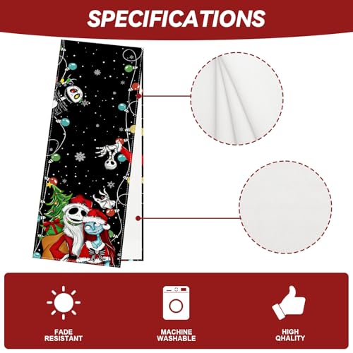 Jiudungs Christmas Table Runner, Xmas Holiday Decorations for Home