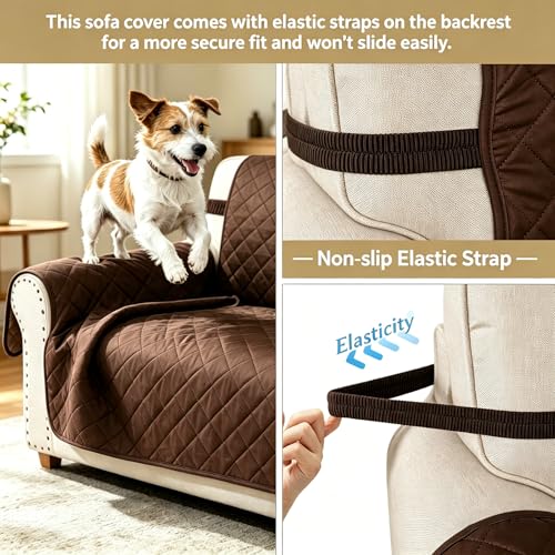 Reversible 3-Cushion Couch Cover - Water-Repellent Sofa Protector