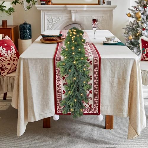 OZFHUA Style 2 6ft Pre-Lit Artificial Christmas Garland with Lights Outdoor Decor