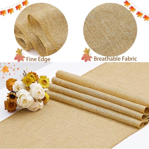 4 Pieces Burlap Table Runners 13x108 Inch Rustic Boho Runner