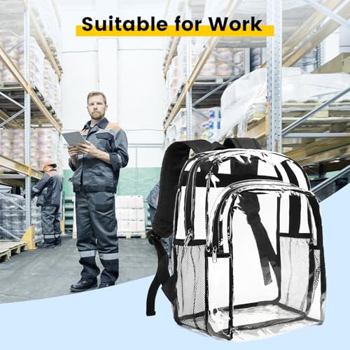 16-Inch Large Clear Backpack - Heavy Duty Transparent School Bookbag