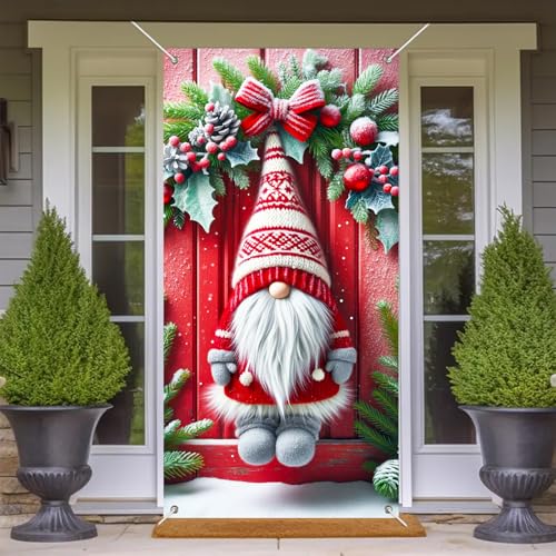 Christmas Gnome Door Cover 35x71in - BlissYard, Variation: Christmas Gnome#7