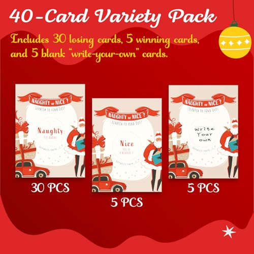 MATICAN Reindeer Games Christmas Scratch-Off Cards 40-Pack - 3.5 x 4.7 in
