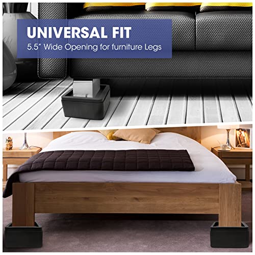 Heavy Duty 3 Inch Bed Risers - Oversized Stackable Furniture Lifts (4 Pack)
