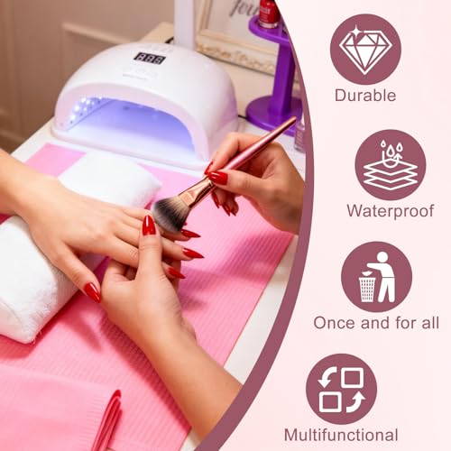 Disposable Nail Mats 40pcs 13x18 Pink Waterproof Desk Protection Sheets