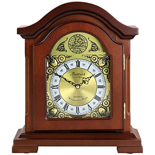 Redwood Mantel Clock with Hourly Chimes and Volume Control