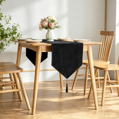 WAITER TREE 14x118 Inch Black Velvet Table Runner - Elegant Dining Decor