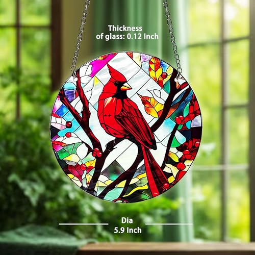Red Bird Memorial Suncatcher - Stained Glass Indoor Window Art