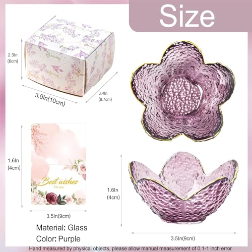 Purple Flower Glass Ring Holder Dish and Jewelry Tray Vanity Organizer