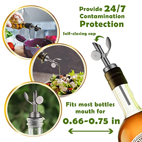 WAFJAMF Black Stainless Steel Olive Oil Pourer Spout with Self-Closing Design