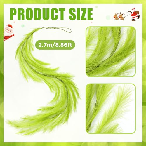 9 Ft Lime Green Pampas Grass Christmas Garland - Lemon Green 9ft Boho Wreath