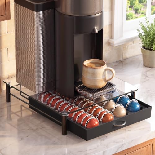 Deco Brothers 48 pcs Nespresso Vertuo Pod Holder - Black, Fits 24 Large/48 Small Capsules