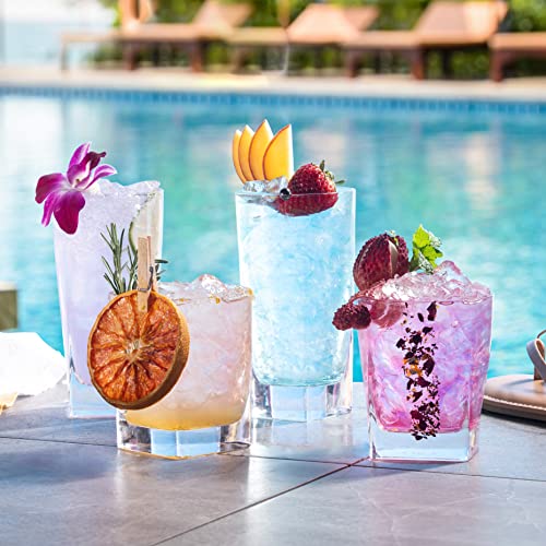 16-Piece Drinking Glass Set, Highball & Old Fashioned Tumbler Glasses