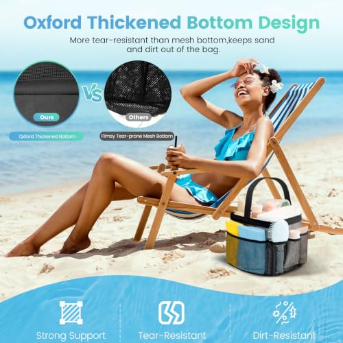 Portable Mesh Shower Caddy with 9 Pockets Quick Dry Toiletry Tote Bag
