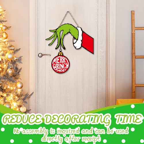 Denylo Pro Christmas Style-5 Wooden Door Sign - Red & Green Holiday Decor