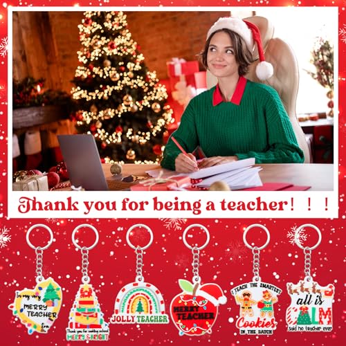 36 Pcs Teacher Keychains Bulk Gift Silicone Xmas