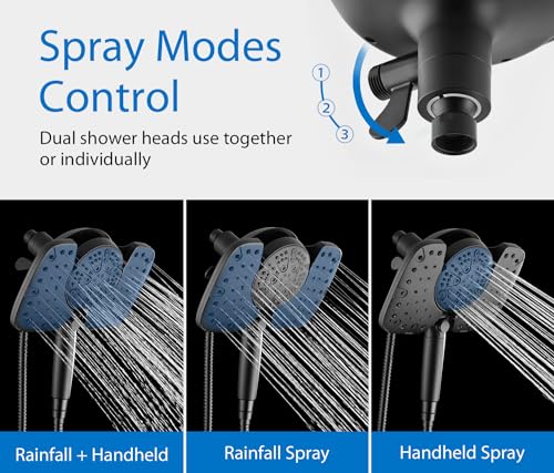 10-Inch Rainfall Shower Head Combo with Filtered Handheld Spray, Black
