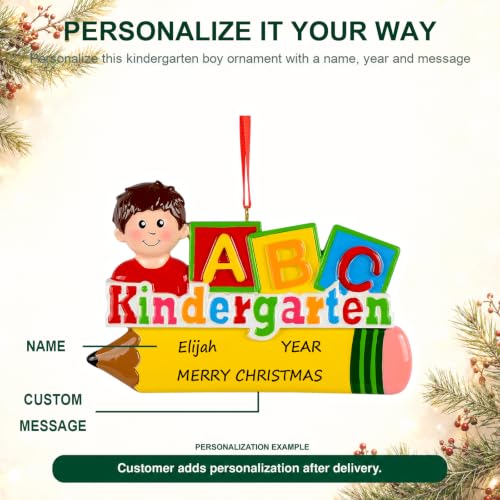 Custom Kindergarten Boy Christmas Ornament - Personalized School Gift 2026 | MAXORA