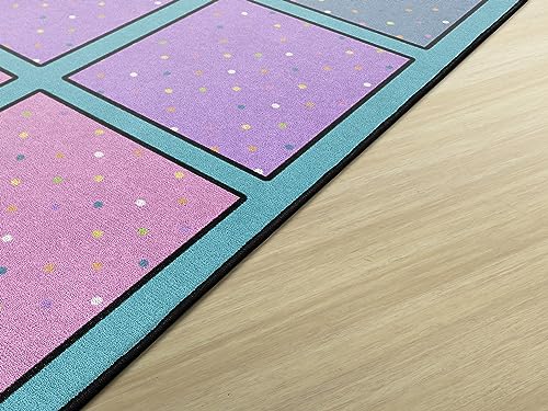 Happy Squares Educational Kids Area Rug, 7'6" x 12' Classroom Seating