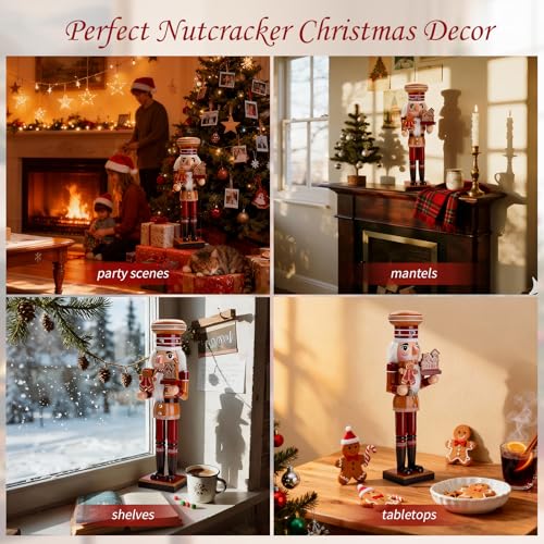 15-Inch Wooden Christmas Nutcracker Tabletop Decor for Shelf & Mantel