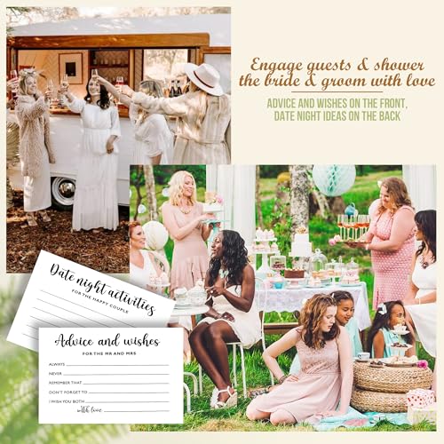 Wedding Advice and Wishes Cards with Wooden Keepsake Box, 50-Pack