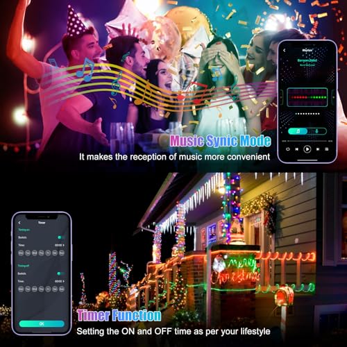 Electight 49FT RGB Smart IC Fairy Lights with App & Remote Control, Multicolor LED String Lights