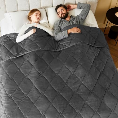 King Size Weighted Blanket 30lbs | Cooling Tencel & Velvet, 88"x104"