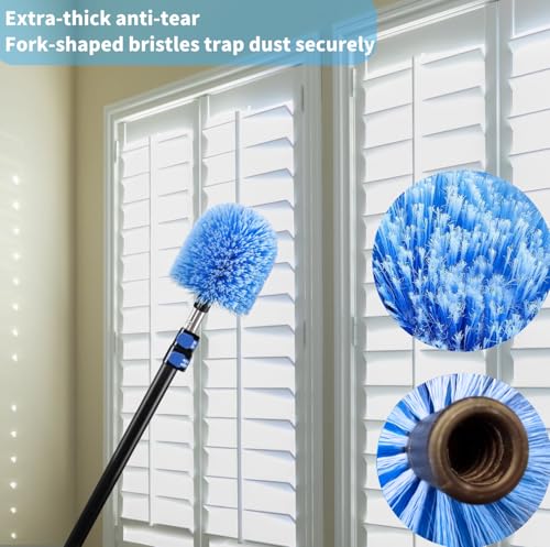 Cobweb Duster Head Attachment for 3/4 Inch Threaded Pole, Blue