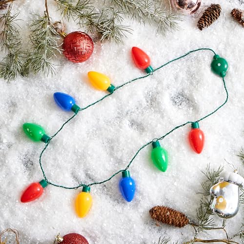 JOYIN Christmas LED Light Up Necklace - 12 Pack with 9 Multicolor Bulbs, Holiday Party Favors