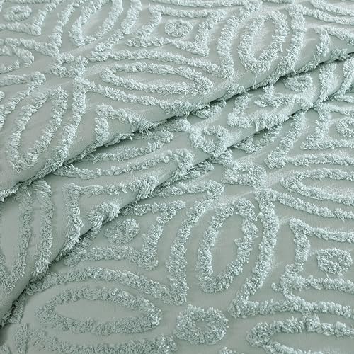 Wedding Ring Chenille Bedspread - King Size, 100% Cotton, Blue