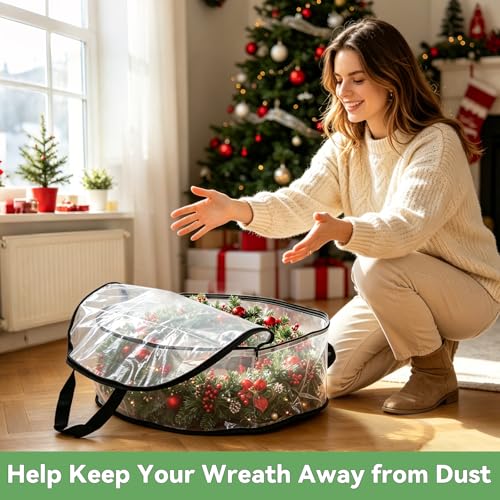 EverPetal 2-Pack 24-Inch Wreath Storage Bags for Holiday & Seasonal Decor