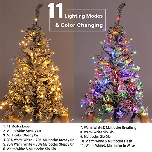 Brizled 300 LED 115 ft Color Changing Christmas String Lights - Warm White & Multicolor, End-to-End Connectable
