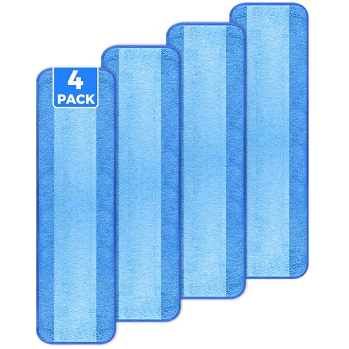 18-Inch Microfiber Mop Refill Pads - Washable Reusable Floor Pads (4-Pack)