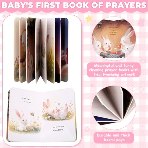 Baby Girl Baptism Gift Basket - First Rosary, Blanket & Bunny Plush Set