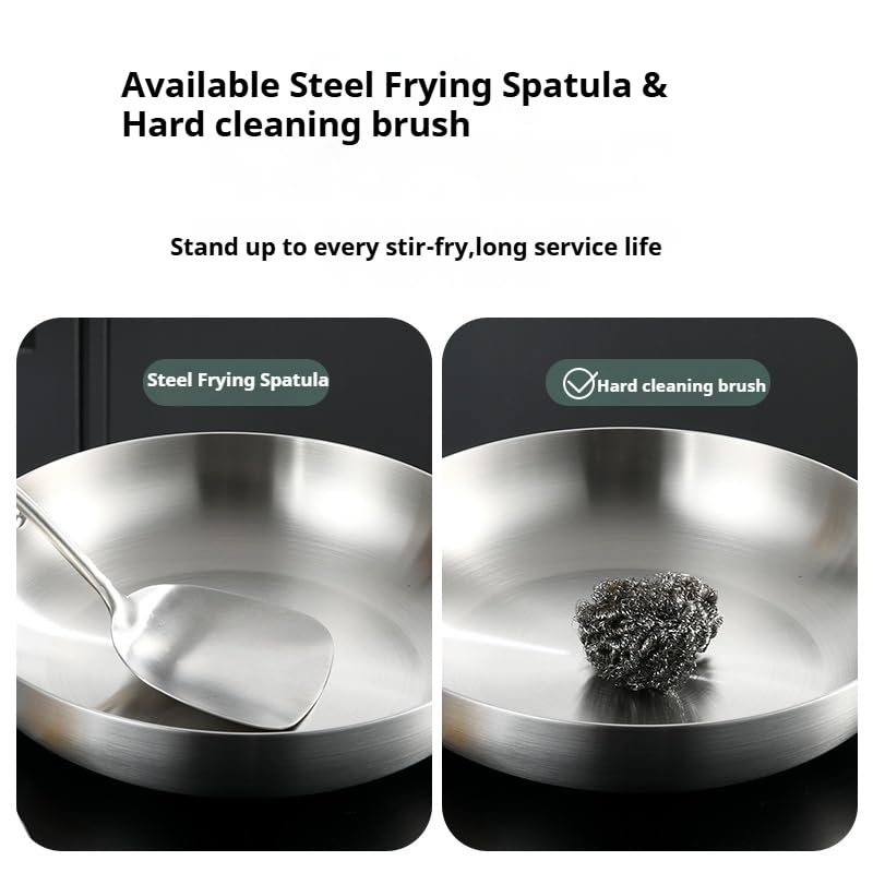 SanheKit 3-Ply Stainless Steel Fry Pan 12 Inch, Induction Compatible, Oven Broiler Safe, Fast and Even Heat, Pots and Pans, Cooking Frying Pan, Skillet, Kitchen, Cookware, Silver