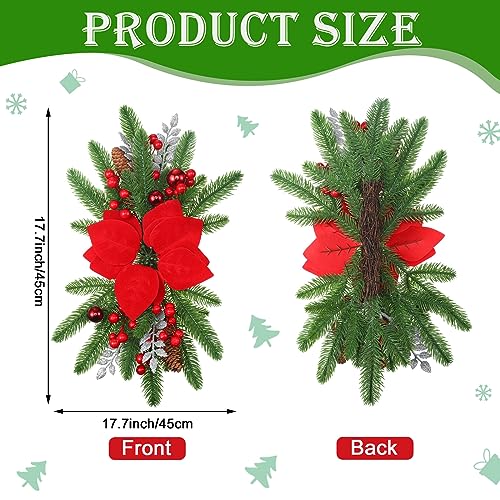 3-Piece Lighted Christmas Teardrop Swags, 17.7-Inch Artificial Pinecone Garland