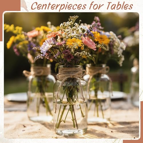 12-Pack Clear Glass Mason Jar Vases for Table Centerpieces & Wedding Decor
