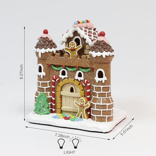 Moments In Time 8.3” LED Gingerbread Castle - Battery-Operated Christmas Village House