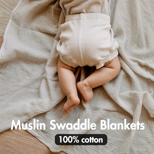 LYRICHOM Organic Cotton Muslin Swaddle Blankets 3 Pack, 38x40 Bright Colors