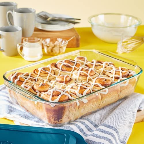Deep Glass Baking Dish with Lid (9x13 Inch) - Casserole Bakeware Pan