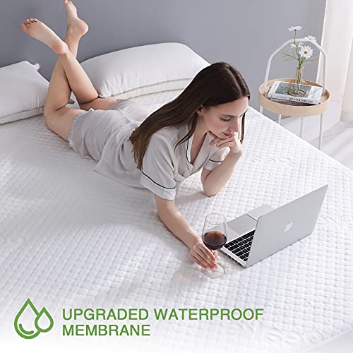 Waterproof King Size Mattress Protector - Bamboo Cooling, Fits 18" Deep