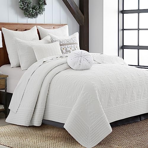 Levtex Home White Reversible Christmas Tree Quilt Set Full/Queen with Shams
