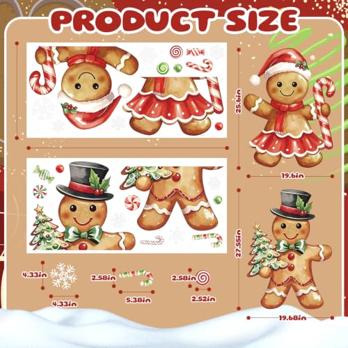 PAIVSUN Xmas Gingerbread Man Window Clings - Extra Large Brown 2pcs for Holiday Decor