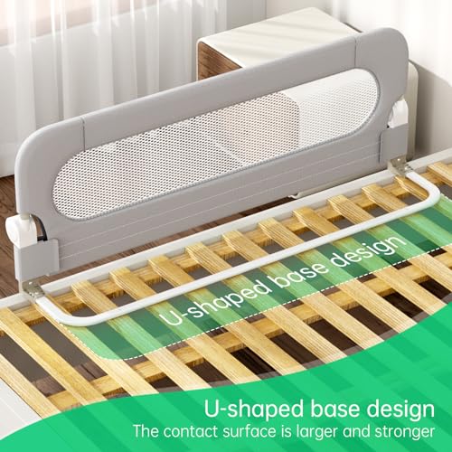 UPGOGO Folding Toddler Bed Rail - 71" Extra Long Safety Guard Rail, Grey
