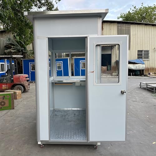 Guard Booth with AC & Heating 4x6.5ft Light Gray – Security, Climate Control