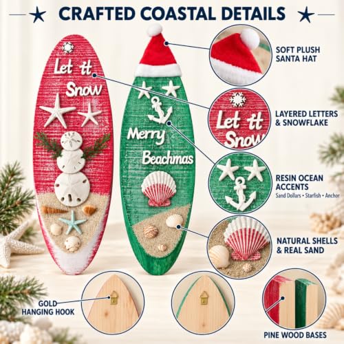 Pechpell 2-Piece Coastal Beach Christmas Wall Art Set