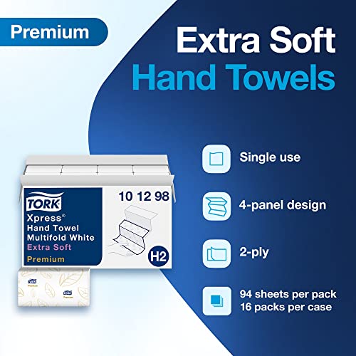 Extra Soft Multifold Paper Hand Towels, White & Blue Leaf Print, 16 Packs